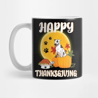 Bull Terrier Seeing Turkey Dish Happy Halloween Thanksgiving Merry Christmas Day Mug